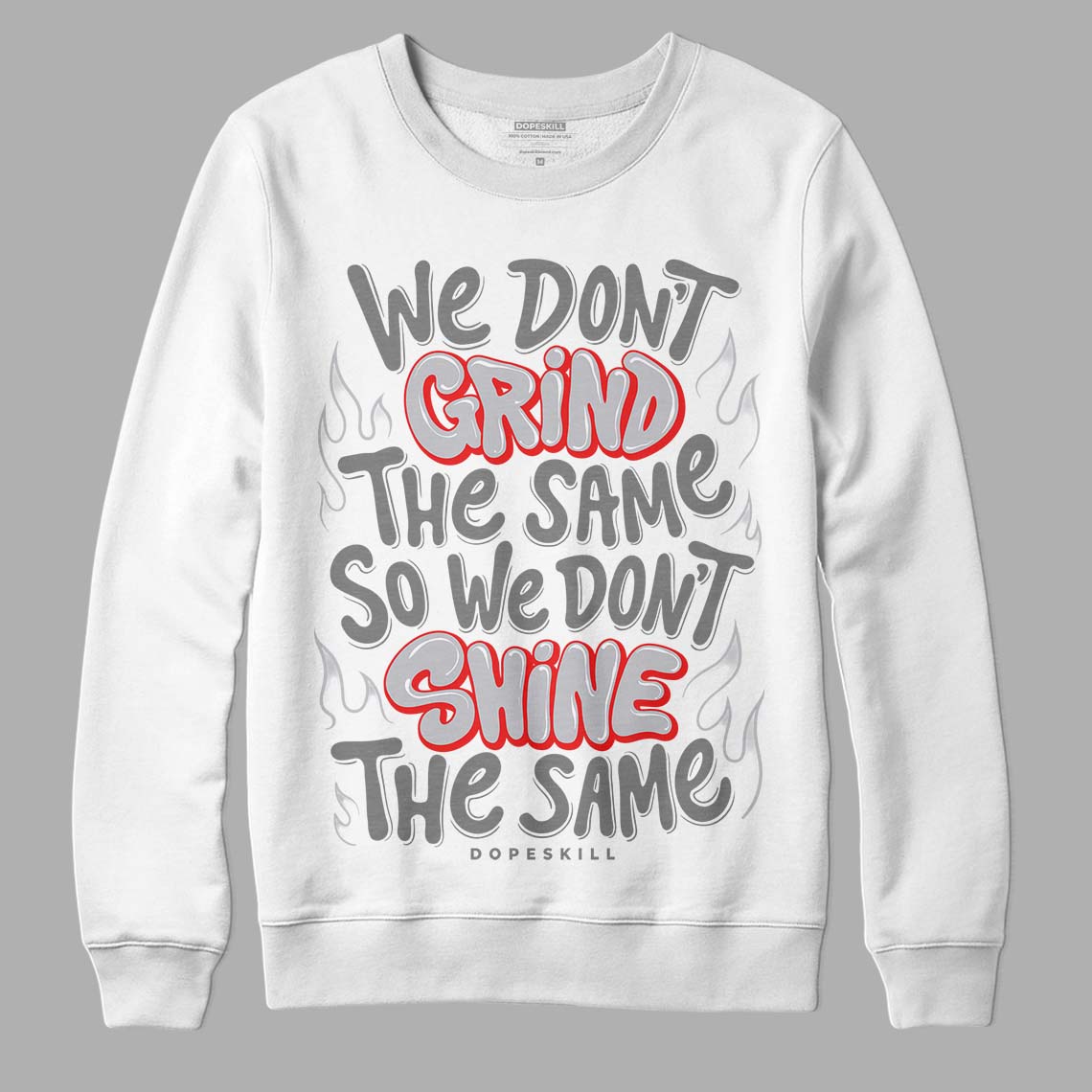 Grey Sneakers DopeSkill Sweatshirt Grind Shine Graphic Streetwear - White 