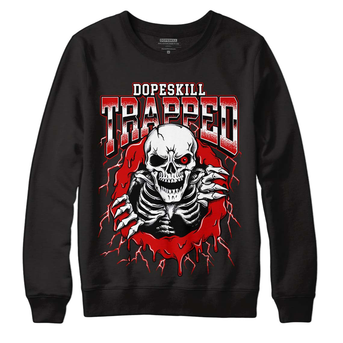 Jordan 1 Retro Low "Black Toe" DopeSkill Sweatshirt Trapped Halloween Graphic Streetwear - Black