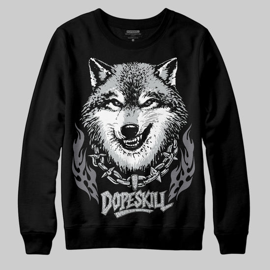 Jordan 12 Black Wolf Grey DopeSkill Sweatshirt Wolf Grey Graphic Streetwear - Black