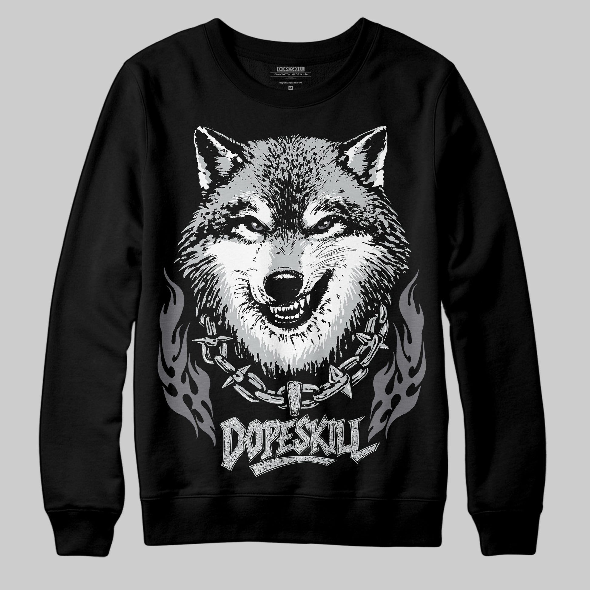 Jordan 12 Black Wolf Grey DopeSkill Sweatshirt Wolf Grey Graphic Streetwear - Black