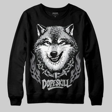 Jordan 12 Black Wolf Grey DopeSkill Sweatshirt Wolf Grey Graphic Streetwear - Black