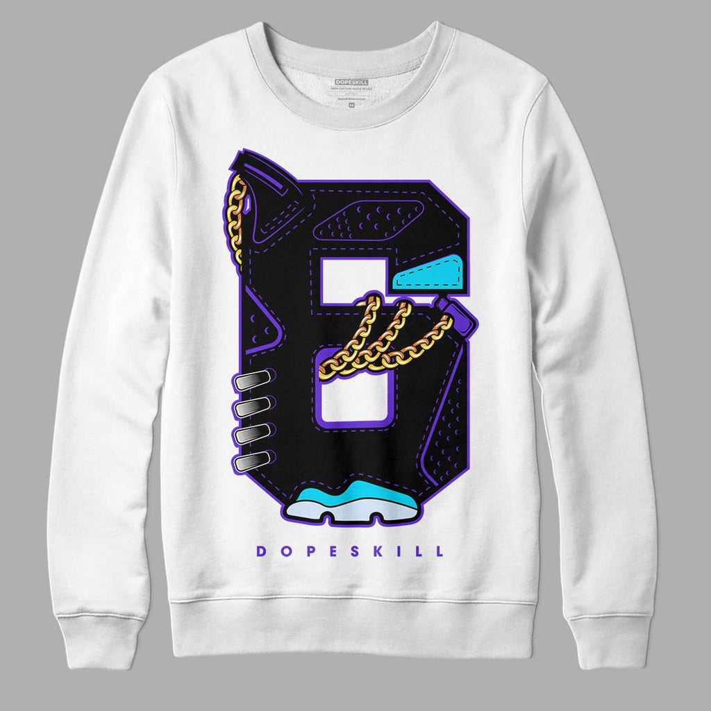 Jordan 6 "Aqua" DopeSkill Sweatshirt No.6 Graphic Streetwear - White 
