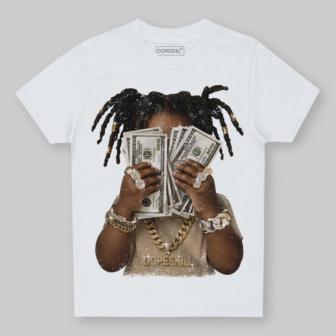 TAN Sneakers DopeSkill Toddler Kids T-shirt Rich Youth Graphic Streetwear  - White 