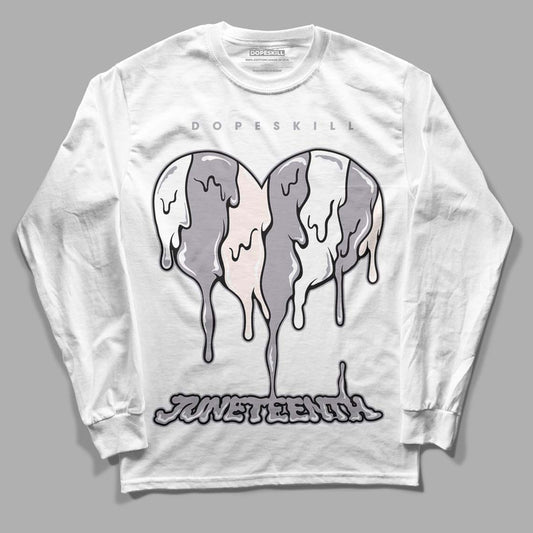 Jordan 2 Cement Grey DopeSkill Long Sleeve T-Shirt Juneteenth Heart Graphic Streetwear - White