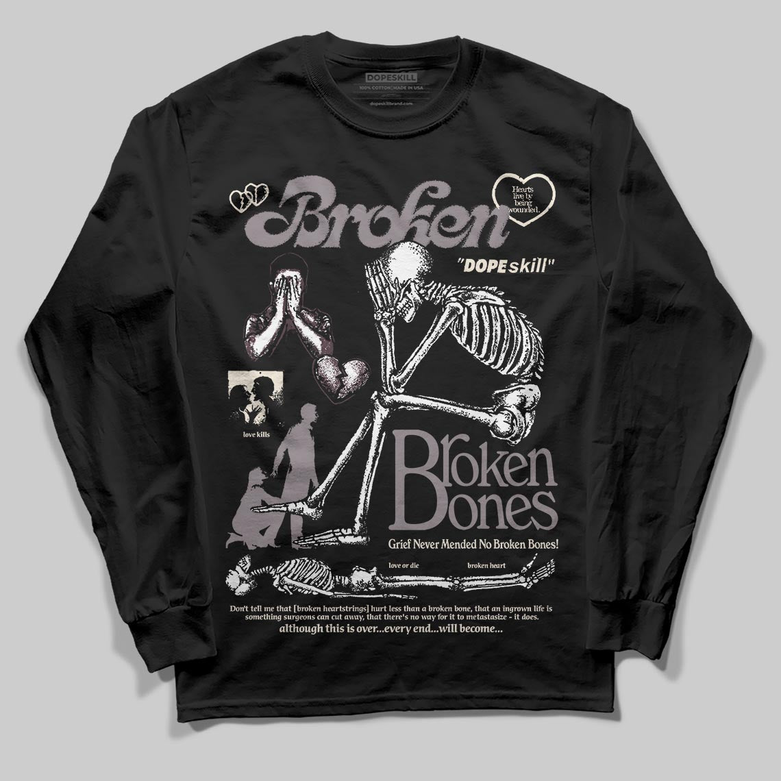 A Ma Maniére x Air Jordan 6 Retro “Smoky Mauve”⁠ DopeSkill Long Sleeve T-Shirt Broken Bones Graphic Streetwear - Black