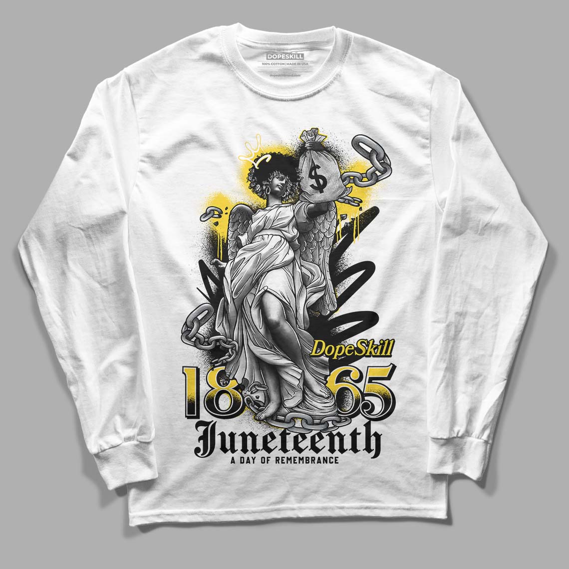 Jordan 4 Tour Yellow Thunder DopeSkill Long Sleeve T-Shirt Juneteenth Graphic Streetwear - White