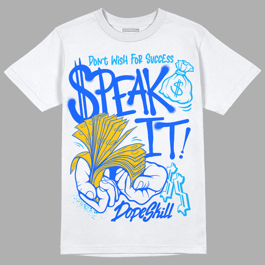 Royal Blue Sneakers DopeSkill T-Shirt Speak It Graphic Streetwear - White