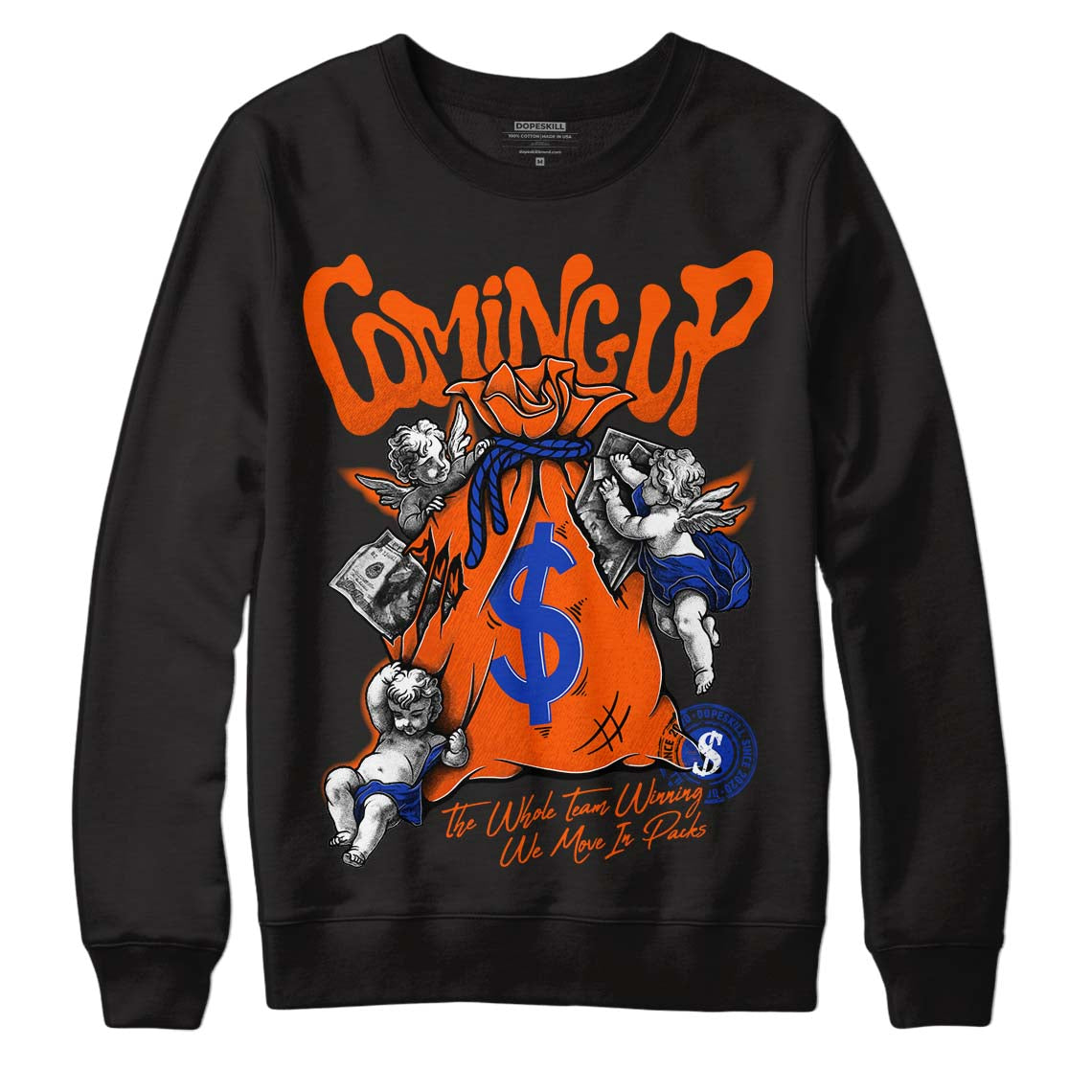 Dunk Low Futura Orange Blaze DopeSkill Sweatshirt Money Bag Coming Up Graphic Streetwear - Black