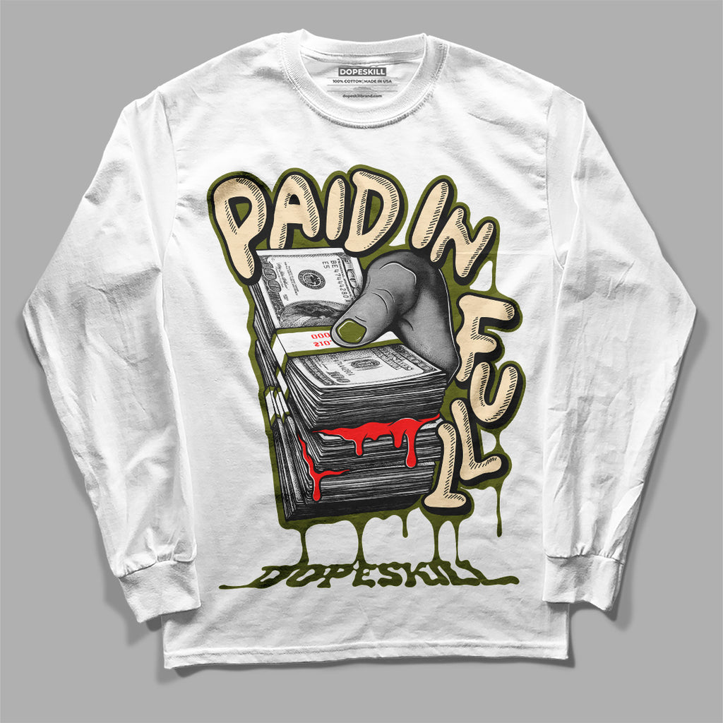 Travis Scott x Jordan 1 Low OG “Olive” DopeSkill Long Sleeve T-Shirt Paid In Full Graphic Streetwear - White