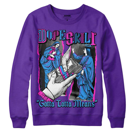 PURPLE Sneakers DopeSkill Purple Sweatshirt Gotta Lotta Means Graphic Streetwear