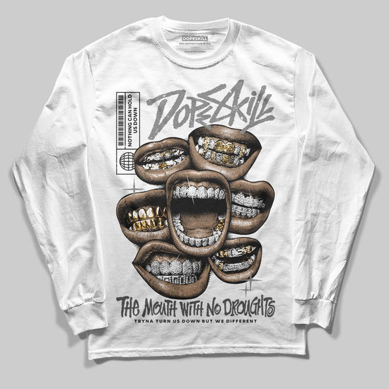 Jordan 10 Retro Shadow (2025) DopeSkill Long Sleeve T-Shirt The Mouth With No Droughts Graphic Streetwear - White