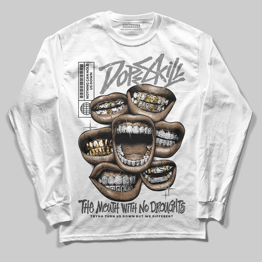 Jordan 10 Retro Shadow (2025) DopeSkill Long Sleeve T-Shirt The Mouth With No Droughts Graphic Streetwear - White
