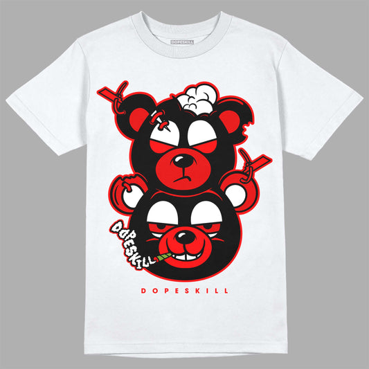 Jordan 1 Retro High OG "Satin Bred" DopeSkill T-Shirt New Double Bear Graphic Streetwear - White 