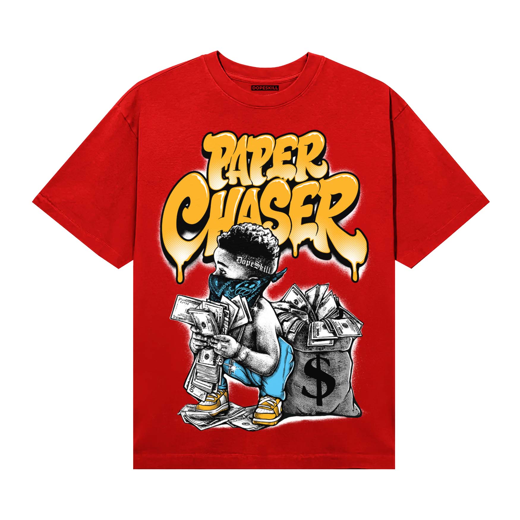 Red Collection DopeSkill T-Shirt Paper Chaser Boy Graphic