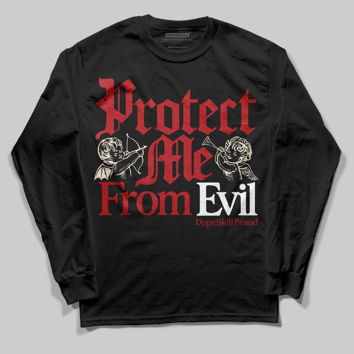 Jordan 1 Retro High OG Black Toe Reimagined DopeSkill Long Sleeve T-Shirt Protect Me From Evil Graphic Streetwear - Black