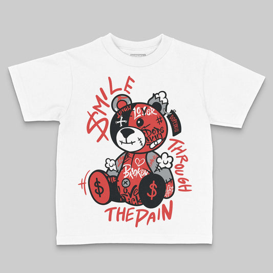 Jordan 4 Retro Toro Bravo DopeSkill Toddler Kids T-shirt Smile Through The Pain Graphic Streetwear - White