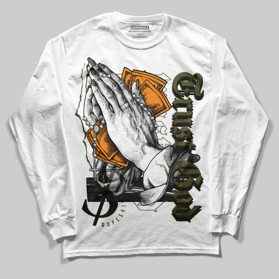 Jordan 5 "Olive" DopeSkill Long Sleeve T-Shirt Trust God Graphic Streetwear  - White