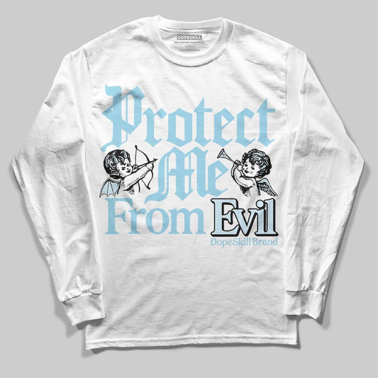 Vans Knu Stack Vintage Satin Dream Blue DopeSkill Long Sleeve T-Shirt Protect Me From Evil Graphic Streetwear - White