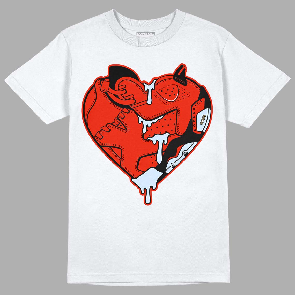 Jordan 6 Retro Toro Bravo DopeSkill T-shirt Heart Jordan 6 Graphic Streetwear - White