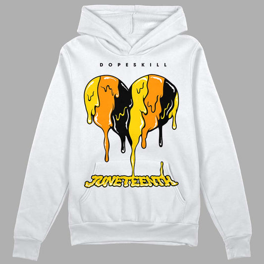 Jordan 6 “Yellow Ochre” DopeSkill Hoodie Sweatshirt Juneteenth Heart Graphic Streetwear - White