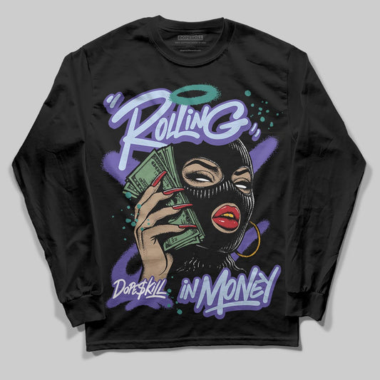 Jordan 5 OG “Grape” DopeSkill Long Sleeve T-Shirt Rolling in Money Graphic Streetwear - Black