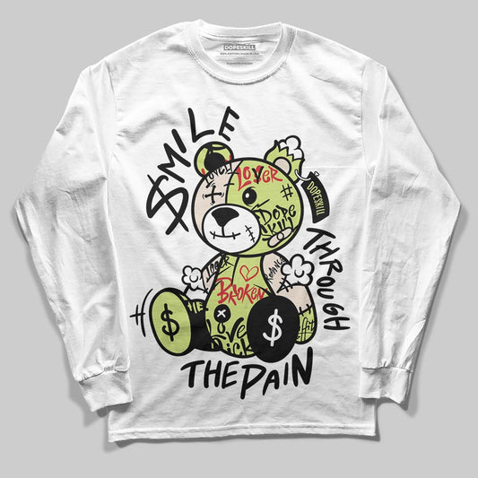 Jordan 5 “Luminous Green” DopeSkill Long Sleeve T-Shirt Smile Through The Pain Graphic Streetwear -= WHite