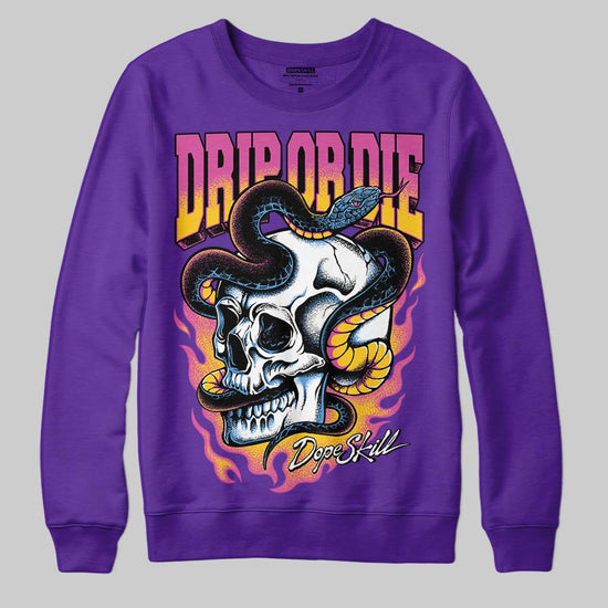 PURPLE Sneakers DopeSkill Sweatshirt Drip or Die Graphic Streetwear - Purple 