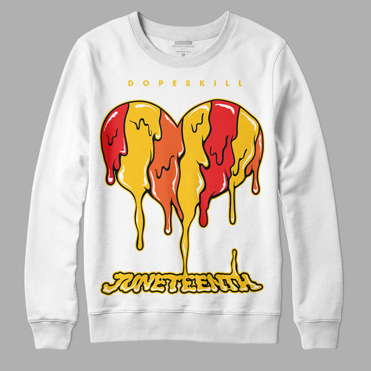 Yellow Sneakers DopeSkill Sweatshirt Juneteenth Heart Graphic Streetwear - White