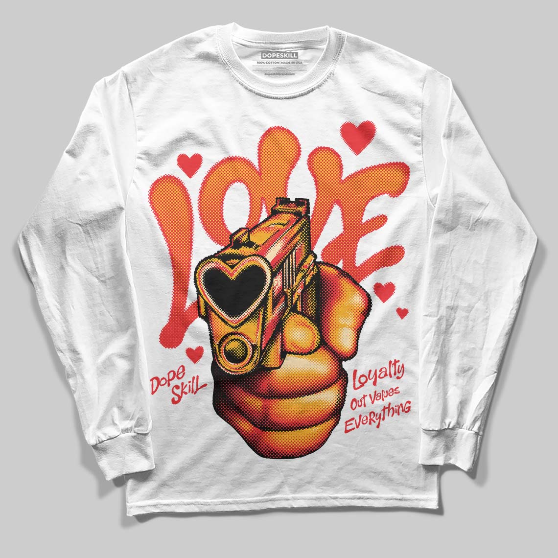 Red Sneakers DopeSkill Long Sleeve T-Shirt Love Shot Graphic Streetwear - White