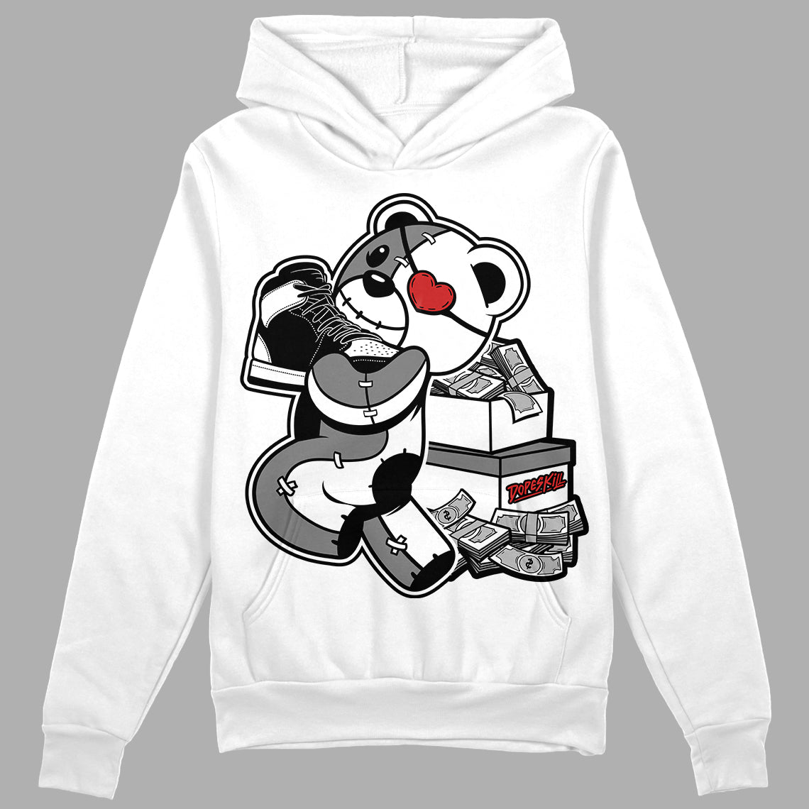 Jordan 1 High OG “Black/White” DopeSkill Hoodie Sweatshirt Bear Steals Sneaker Graphic Streetwear  - White 