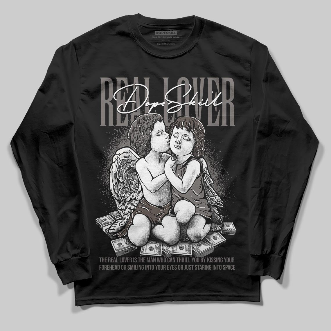 Jordan 4 Retro Cave Stone DopeSkill Long Sleeve T-Shirt Real Lover Graphic Streetwear - Black