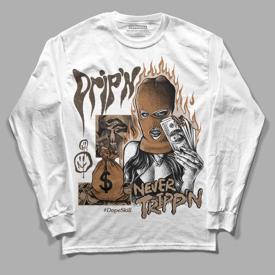 Jordan 3 Retro Palomino DopeSkill Long Sleeve T-Shirt Drip'n Never Tripp'n Graphic Streetwear - White