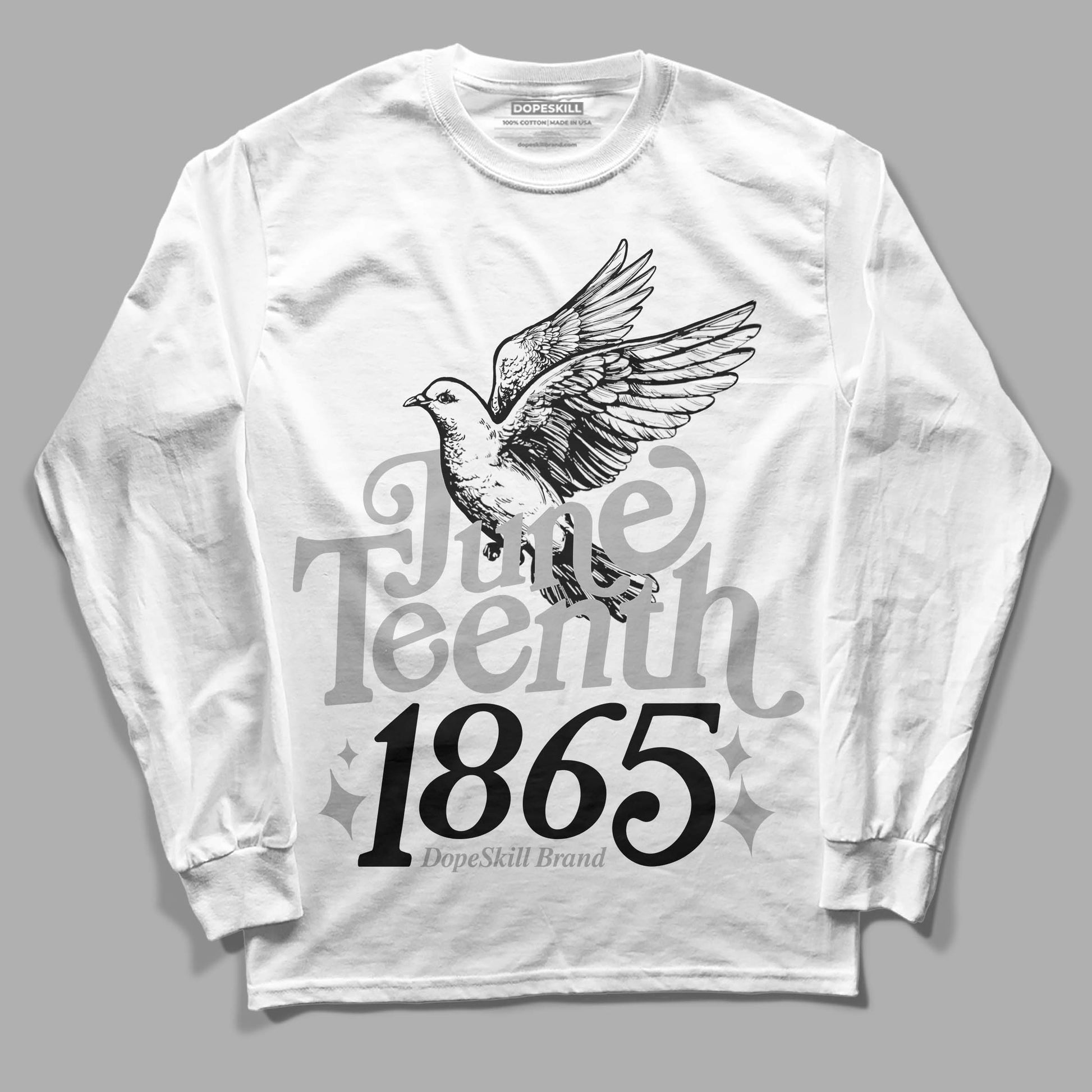 Jordan 3 “Off Noir” DopeSkill Long Sleeve T-Shirt Juneteenth 1865 Graphic Streetwear - White