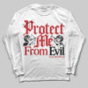 Jordan 5 Retro Fire Red Black Tongue (2025) DopeSkill Long Sleeve T-Shirt Protect Me From Evil Graphic Streetwear - White