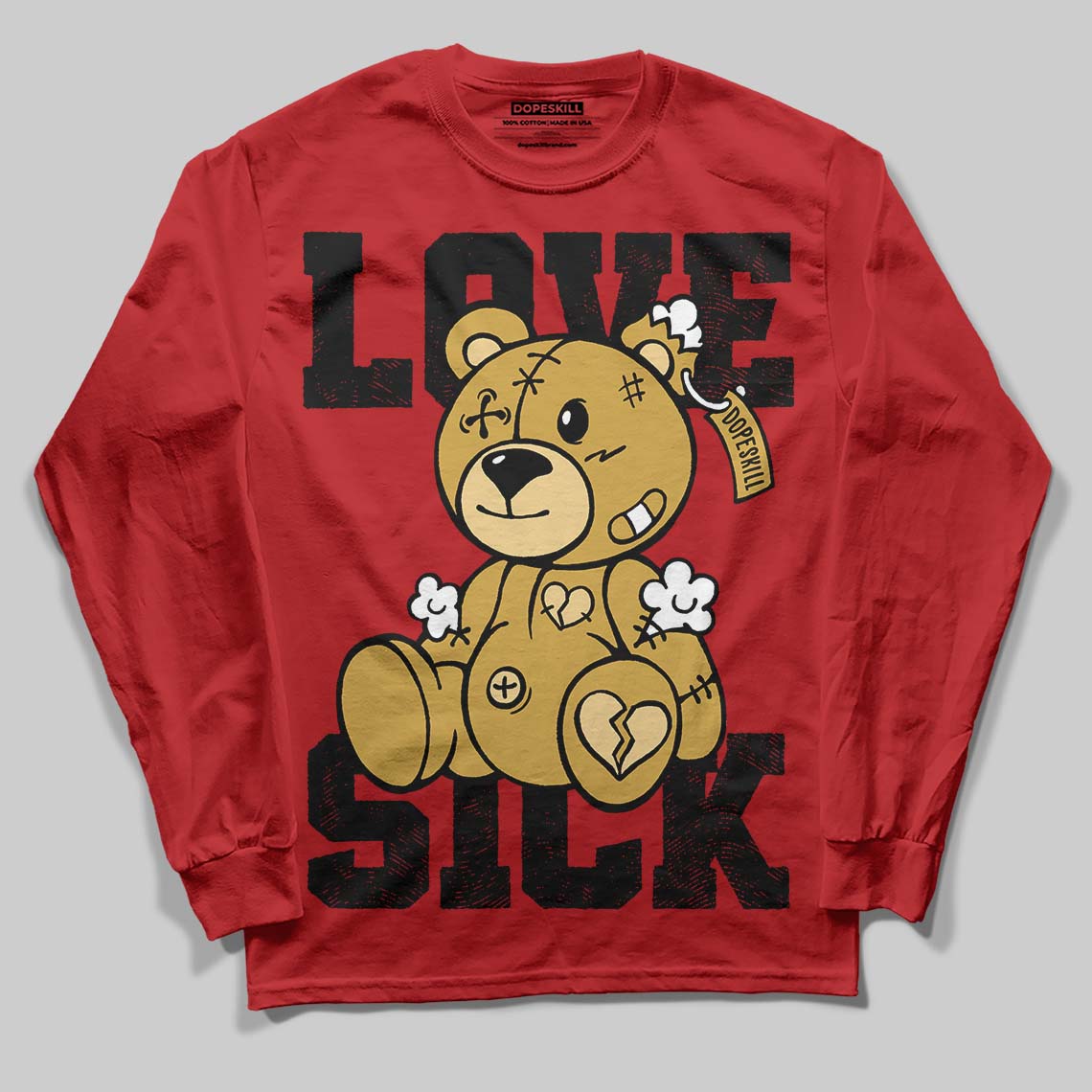 Red Sneakers DopeSkill Long Sleeve T-Shirt Love Sick Graphic Streetwear - Red