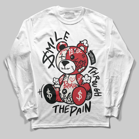 Jordan 4 “Flight Club” DopeSkill Long Sleeve T-Shirt Smile Through The Pain Graphic Streetwear - White