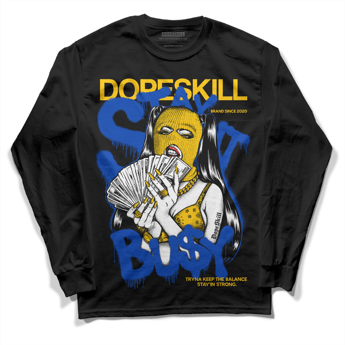 Jordan 14 “Laney” DopeSkill Long Sleeve T-Shirt Stay It Busy Graphic Streetwear - Black