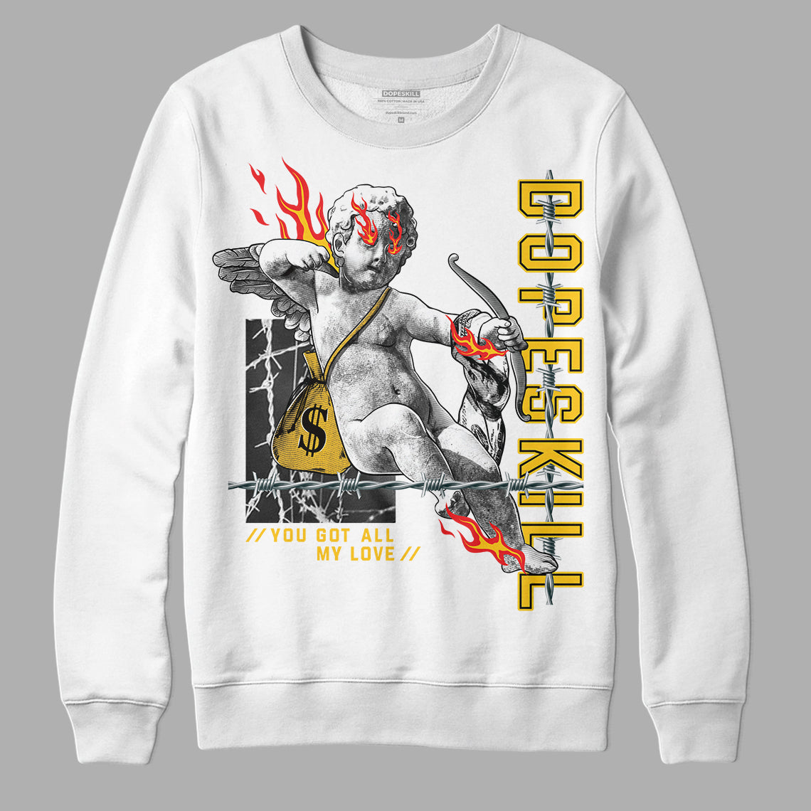 Yellow Sneakers DopeSkill Sweatshirt You Got All My Love Graphic Streetwear - White