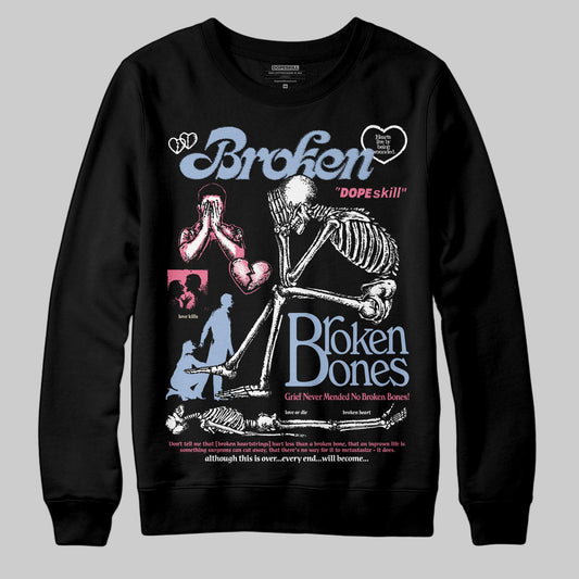 Jordan 3 GS “Denim/Pink Glow” DopeSkill Sweatshirt Broken Bones Graphic Streetwear - Black