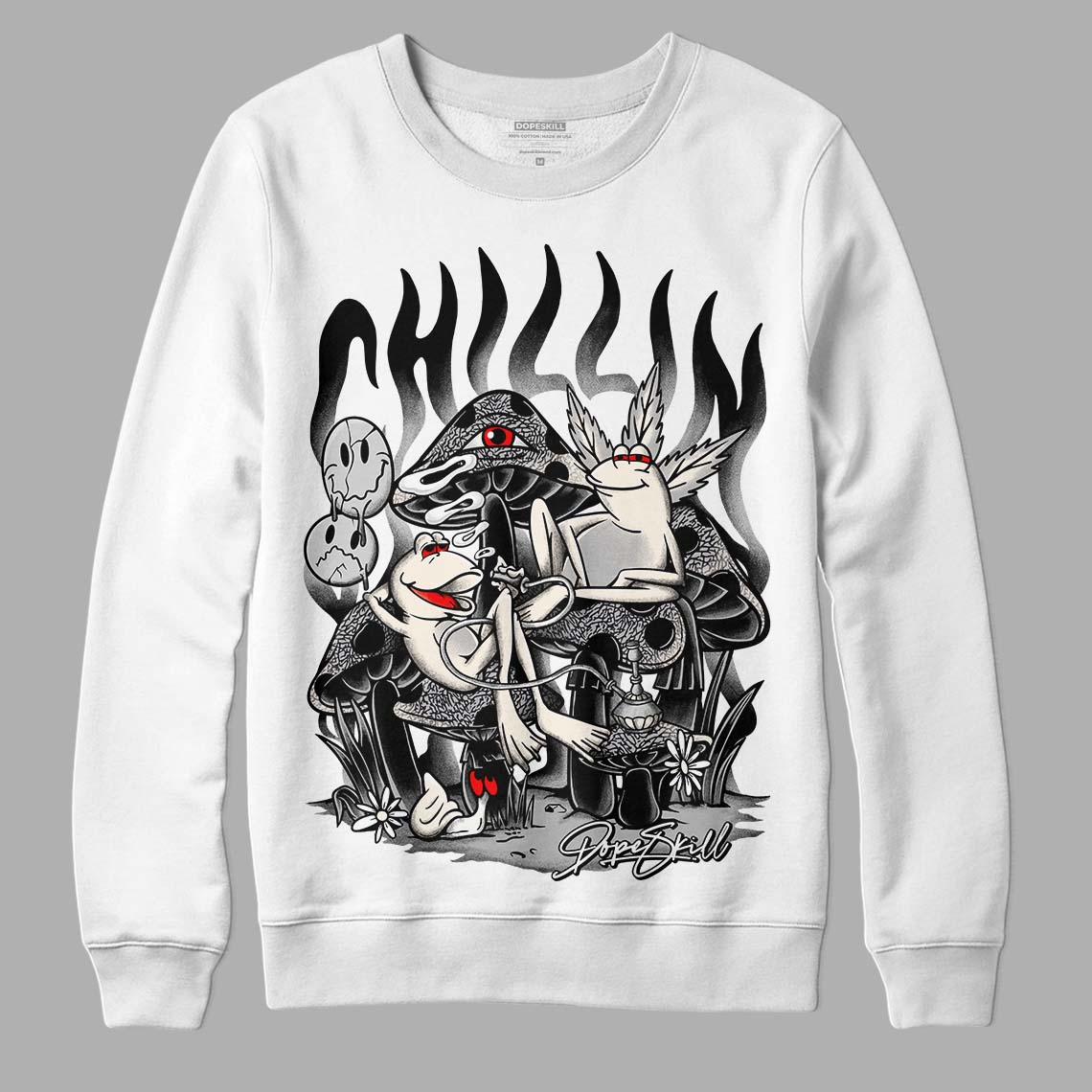 Jordan 3 “Off Noir” DopeSkill Sweatshirt Chillin Graphic Streetwear - White