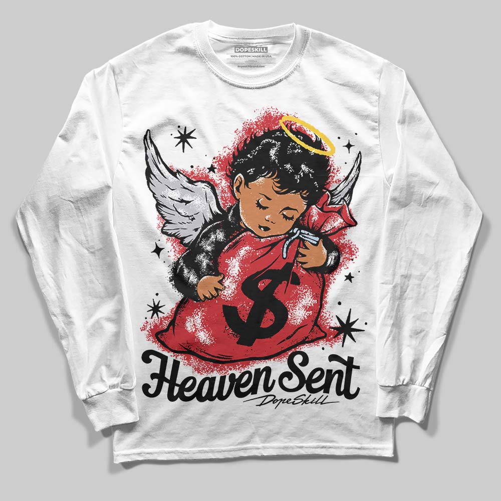 Jordan 5 Retro OG Black Metallic Reimagined DopeSkill Long Sleeve T-Shirt Heaven Sent Graphic Streetwear - White