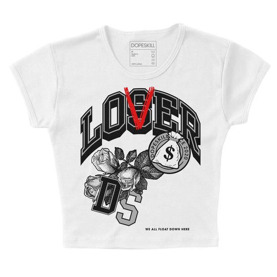 Jordan 1 Low OG “Shadow” DopeSkill Women's Crop Top Loser Lover Graphic Streetwear - White