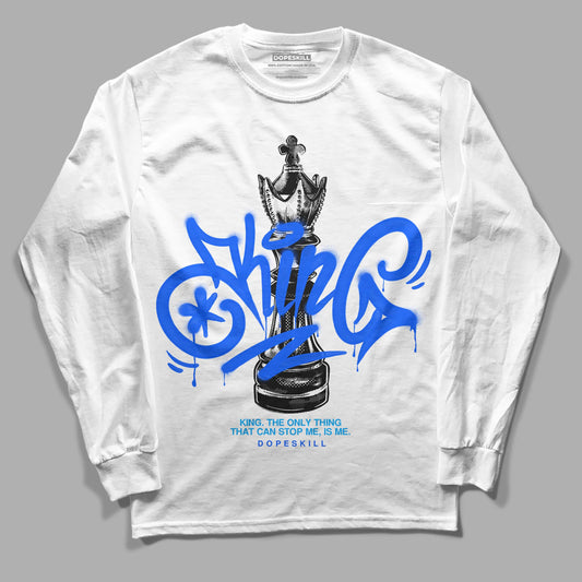 Royal Blue Sneakers DopeSkill Long Sleeve T-Shirt King Chess Graphic Streetwear - White