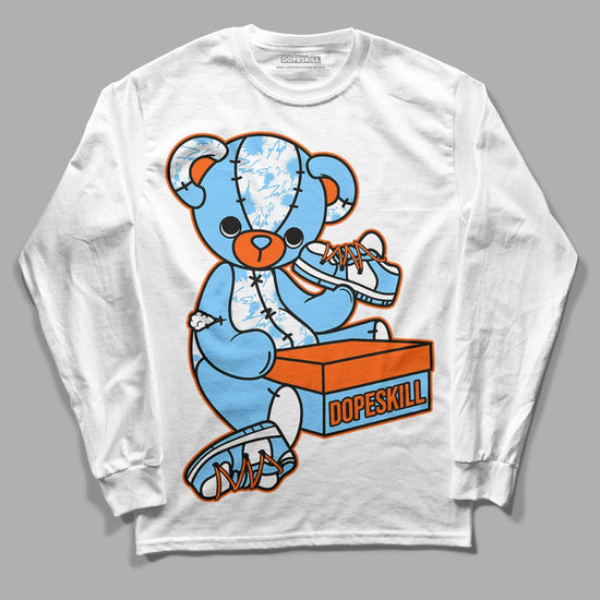 Dunk Low Futura University Blue DopeSkill Long Sleeve T-Shirt Sneakerhead BEAR Graphic Streetwear - White