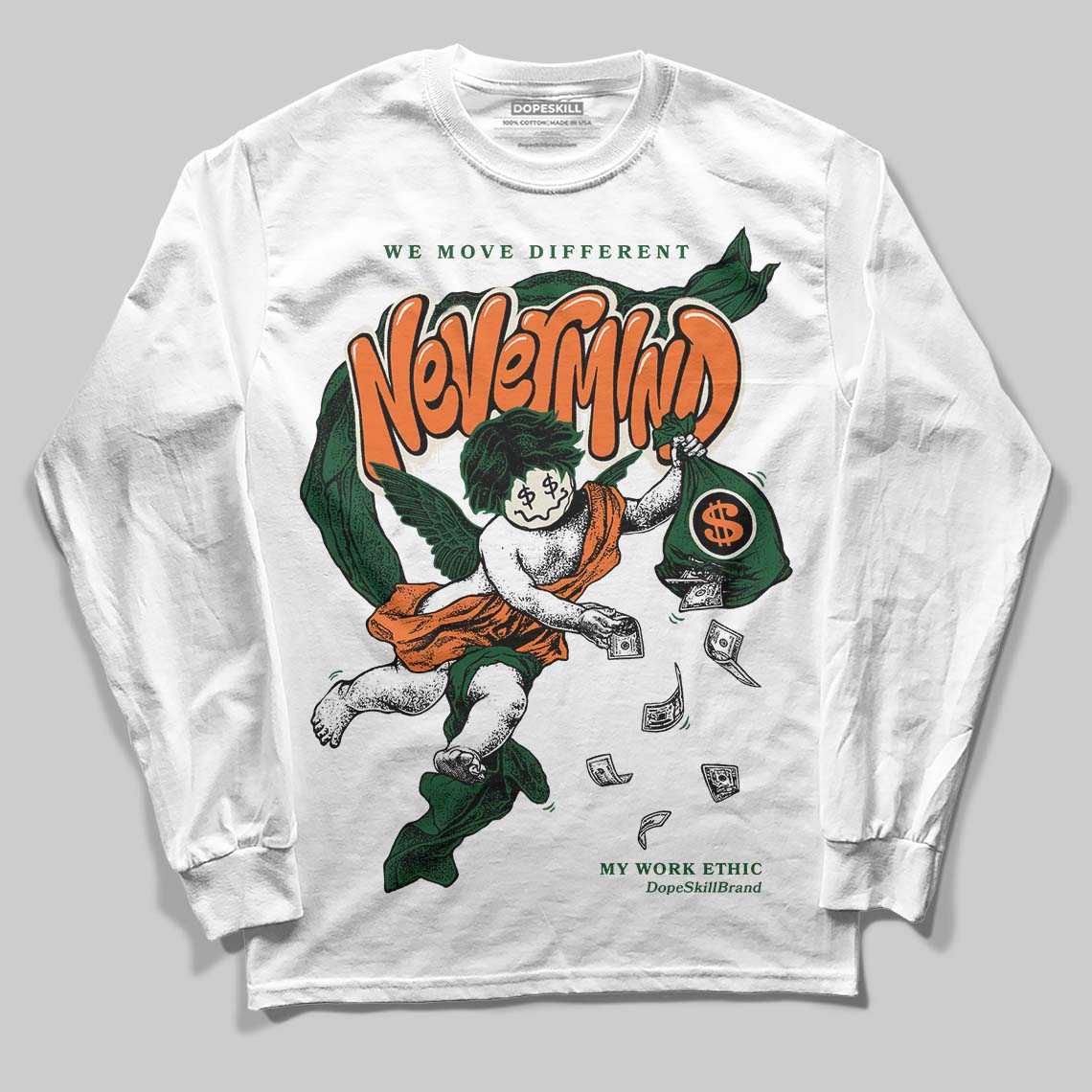 SoleFly x Air Jordan 3 “Fruits Of Our Labor” DopeSkill Long Sleeve T-Shirt Nevermind Graphic Streetwear - White