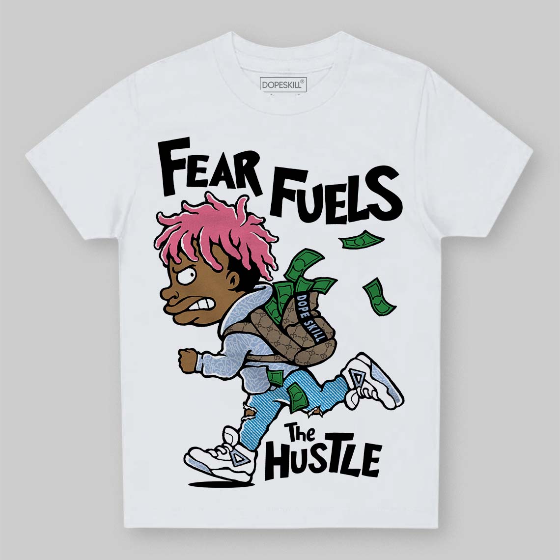 Jordan 3 GS “Cobalt Bliss” DopeSkill Toddler Kids T-shirt Fear Fuels The Hustle Graphic Streetwear - White 