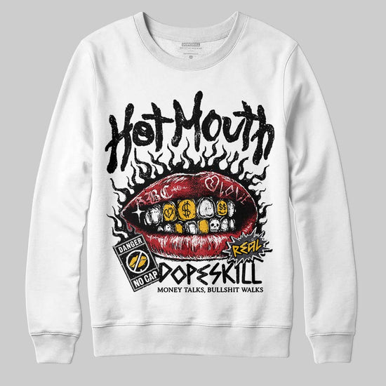 Jordan 3 Retro Black Cat DopeSkill Sweatshirt Hot Mouth Graphic Streetwear - White