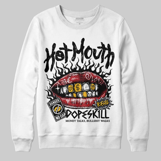 Jordan 3 Retro Black Cat DopeSkill Sweatshirt Hot Mouth Graphic Streetwear - White