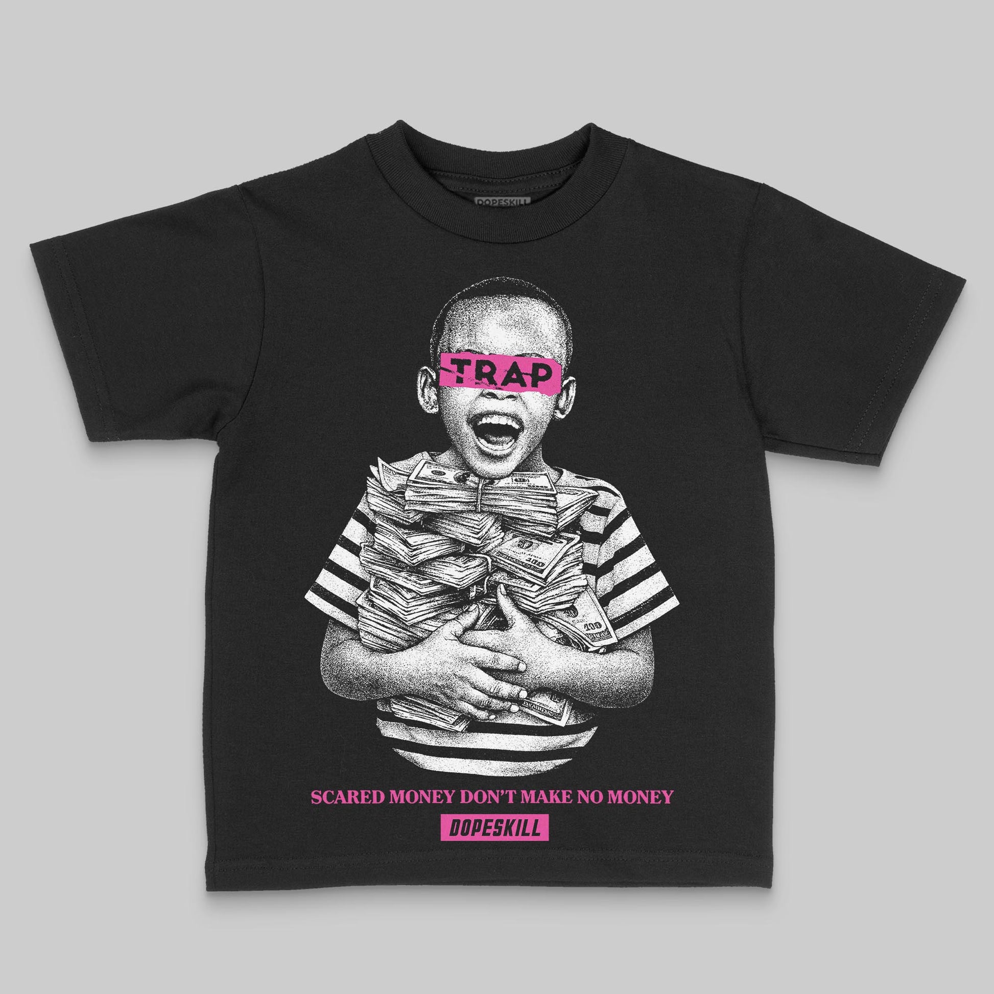 Pink Sneakers DopeSkill Toddler Kids T-shirt Scared Money Don't Make No Money Graphic Streetwear - Black
