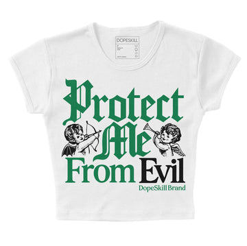 Jordan 5 “Lucky Green” DopeSkill Women's Crop Top Protect Me From Evil Graphic Streetwear - White 